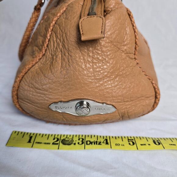 Elliott Lucca Satchel Hobo Tassel Bag Soft Tan Leather Weaved Handles & Trim - Picture 13 of 15
